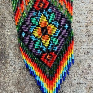 Long Handmade Beaded Necklace Multicolor